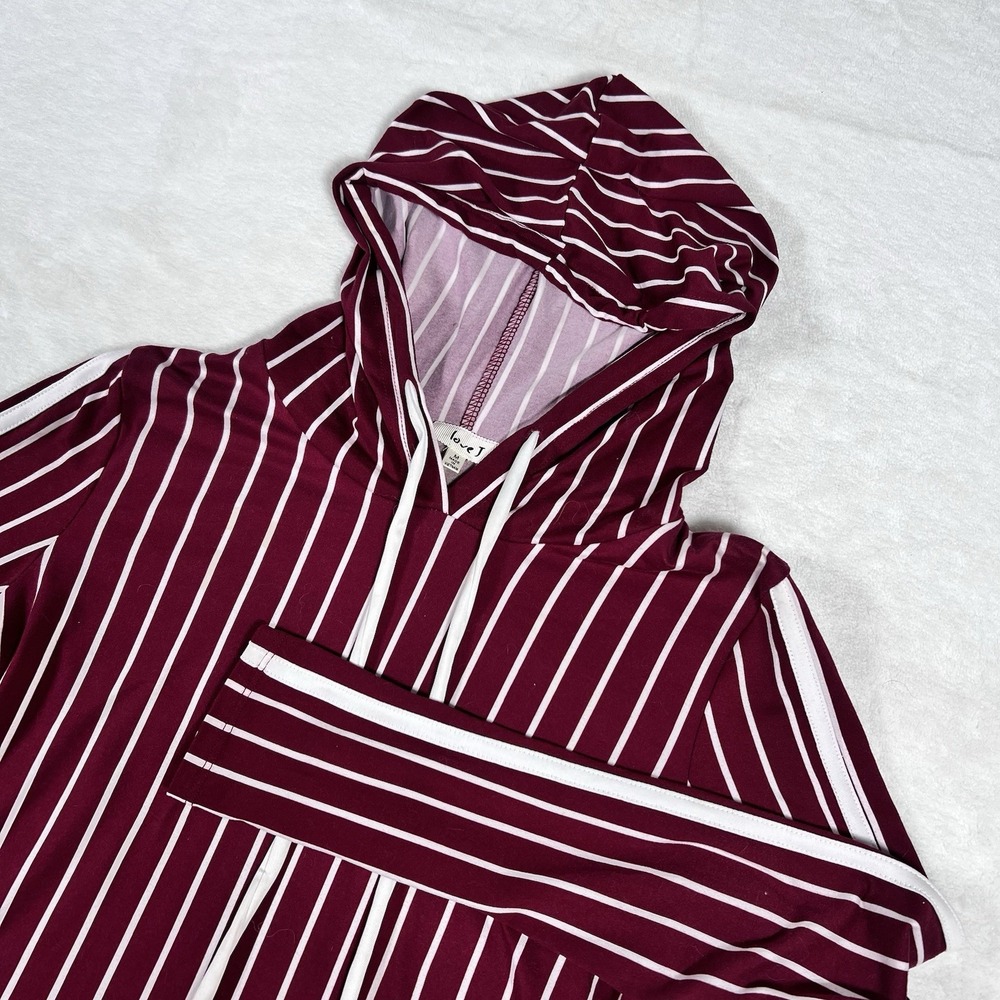 Hoodie Crop Top T shirt Red White Striped Long Sleeve Nautical‎ Y2K Prep Medium